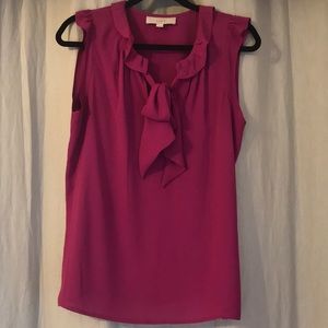 LOFT sleeveless blouse with tie- size medium